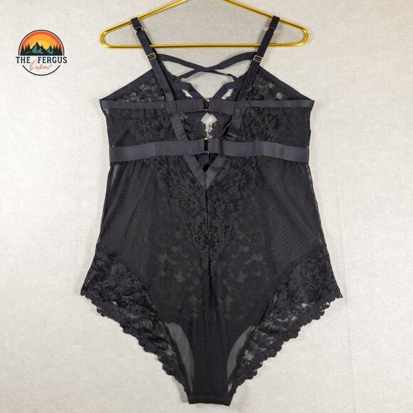 NWT Torrid Sexy Black Strappy Lace & Mesh Lingerie Bodysuit Plus Size 1 (14/16) - Picture 2 of 16